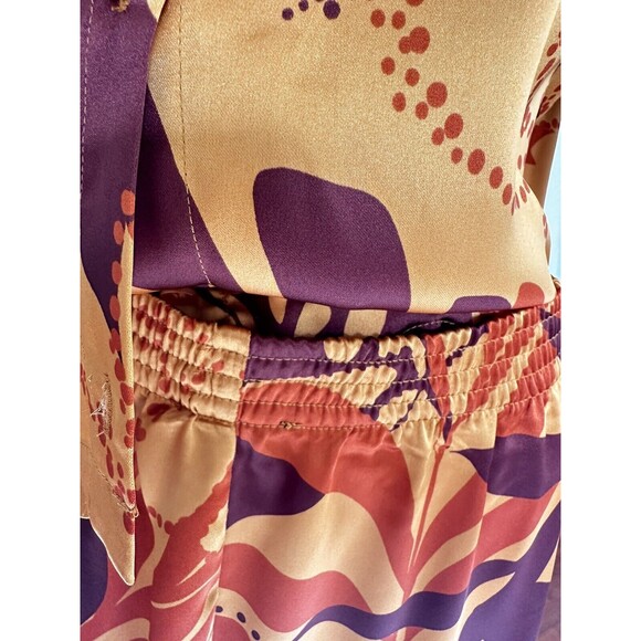 HOUSE OF HARLOW  1960 lounge Satin Leisure Short Set RICH FALL COLORS  sz Small - Picture 9 of 11